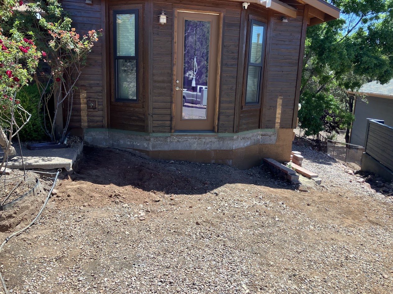 Demolished front deck before rebuild in Payson, Arizona